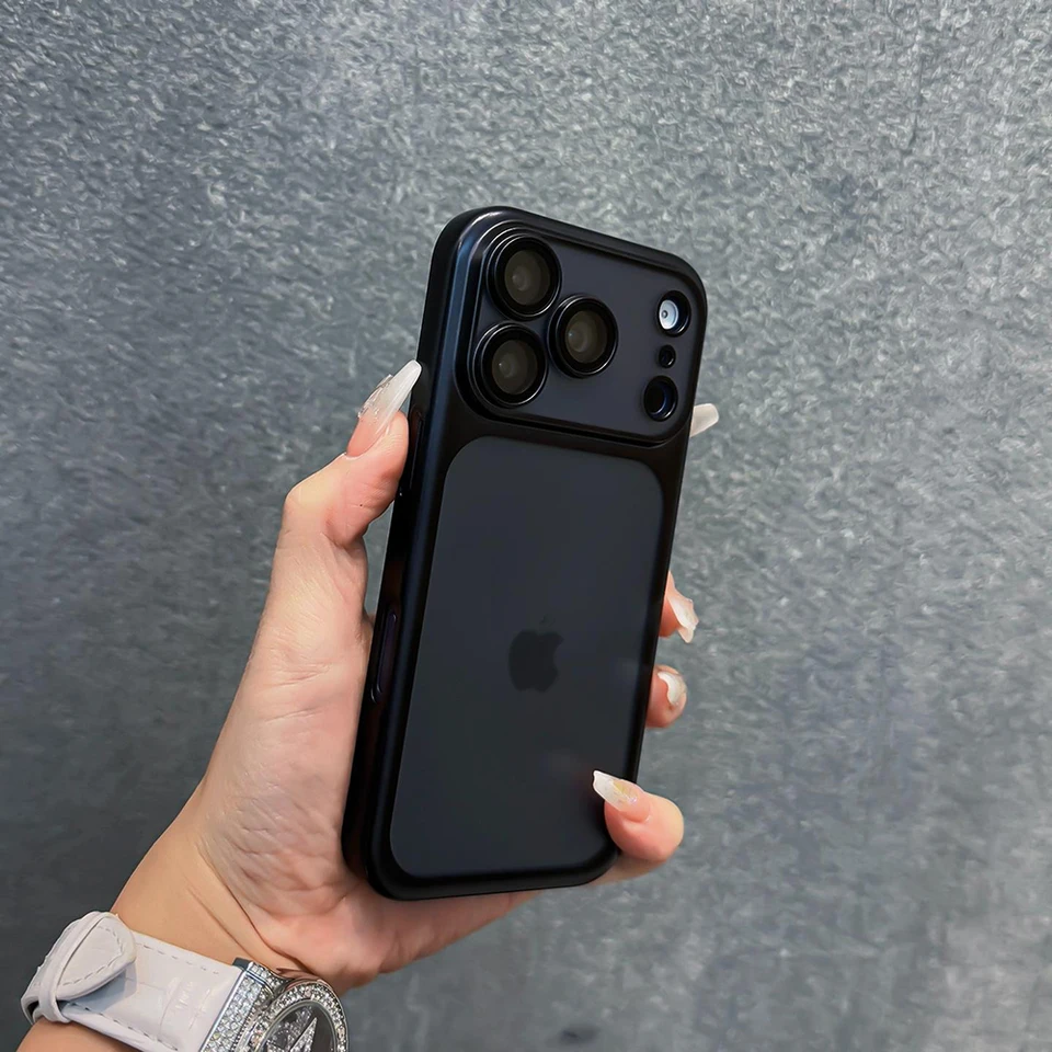 Funda de lujo translúcida a prueba de golpes para iPhone 17 13 15 16 14 Pro Max 17Pro 16Pro Air, con borde metalizado y cubierta trasera mate 5