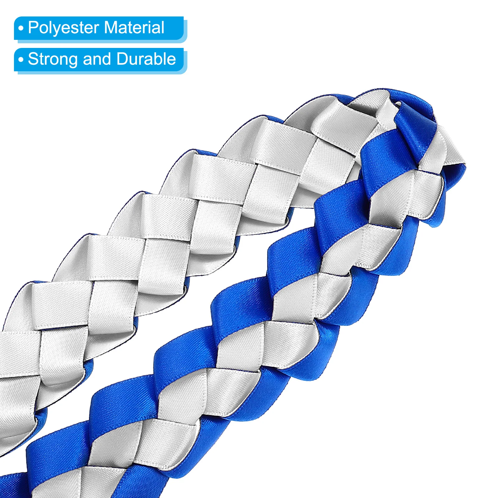 2Pcs Graduation Leis Blue and White Graduation Ribbon Leis Graduation Money Leis Class DIY for Ceremony and Party 47 Inch