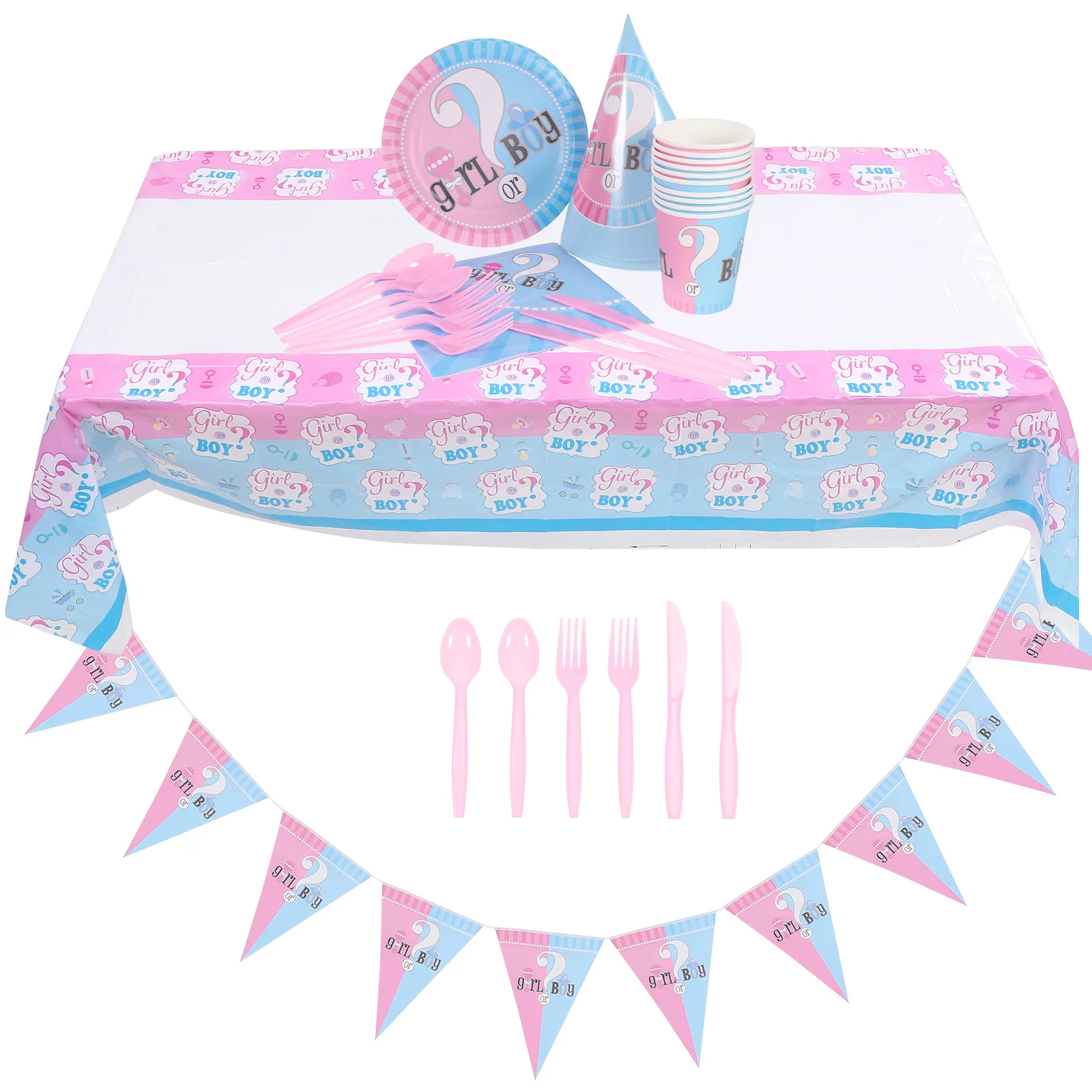 

1 set 9-Piece Gender Reveal Tableware Set Bright Plates Cups Napkins Baby Shower Decorations Birthday Party Supplies