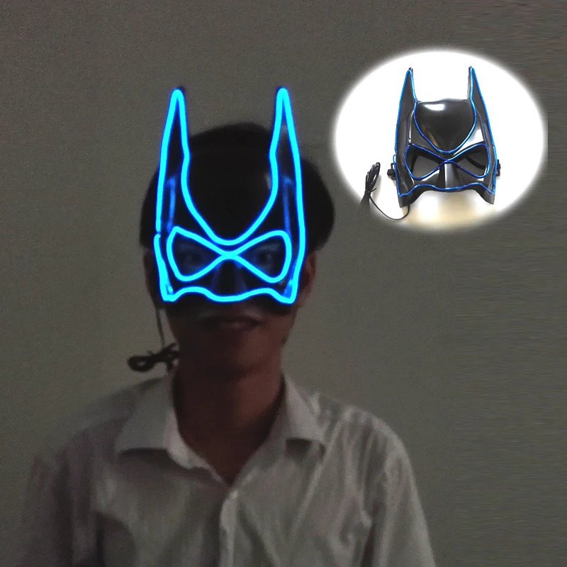 

Super Hero Headgear Halloween Decor Led Mask Glowing Neon Light Mask Cosplay Bat Full Face Mask