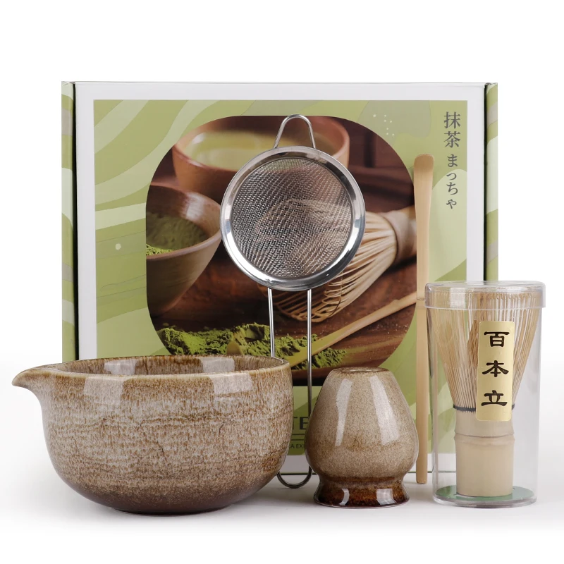 

5Pcs Matcha Set Matcha Kit Ceramic Matcha Whisk Set with Matcha Bowl Bamboo Whisk Japanese Style Tea Ceremony Gift Box For Daily