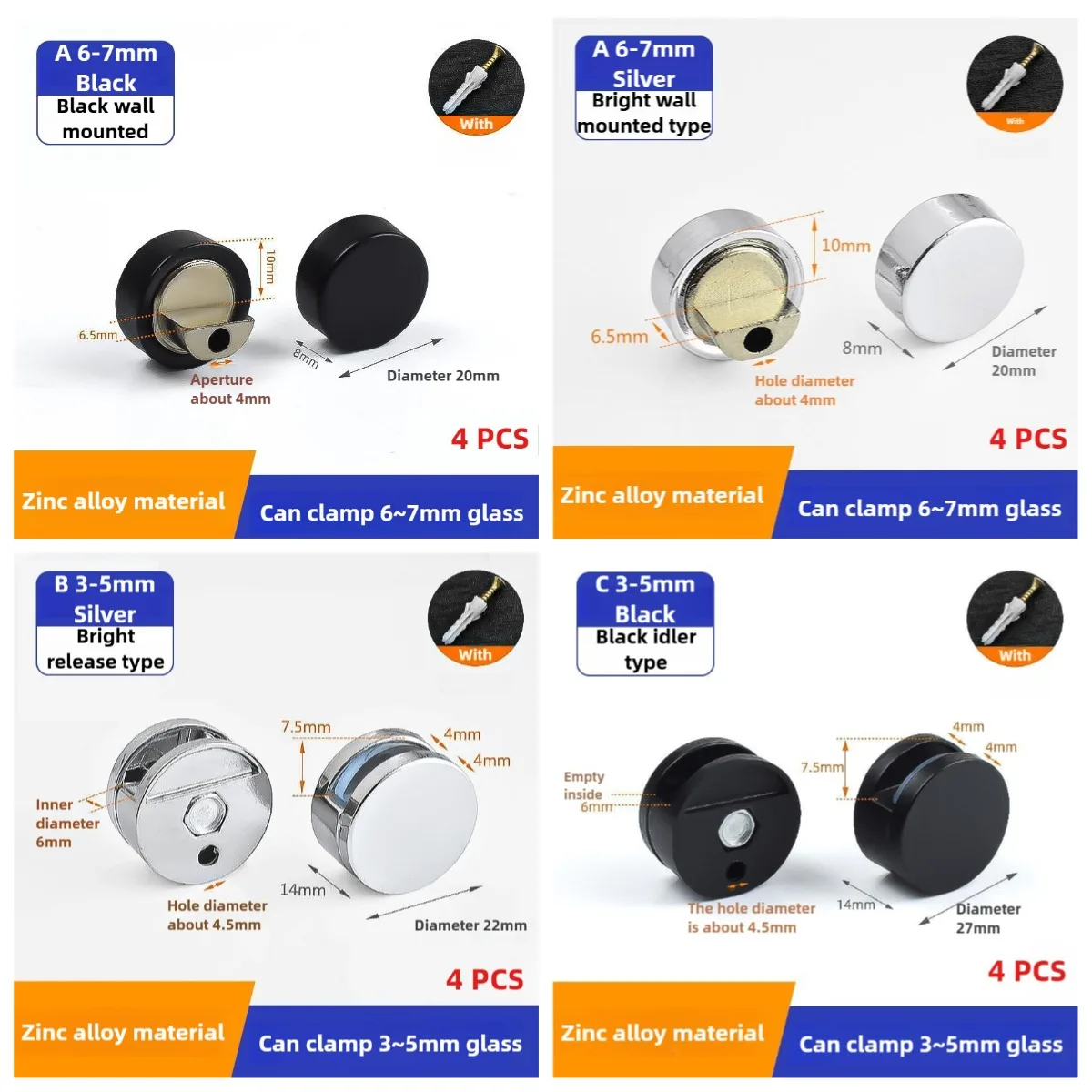 4 Stück Rostbeständige Spiegelhalterungen aus Reinkupfer/Zinklegierung für einfache Installation und sicheren Halt - Perfekt für Badezimmer und Make-up – Detail 11