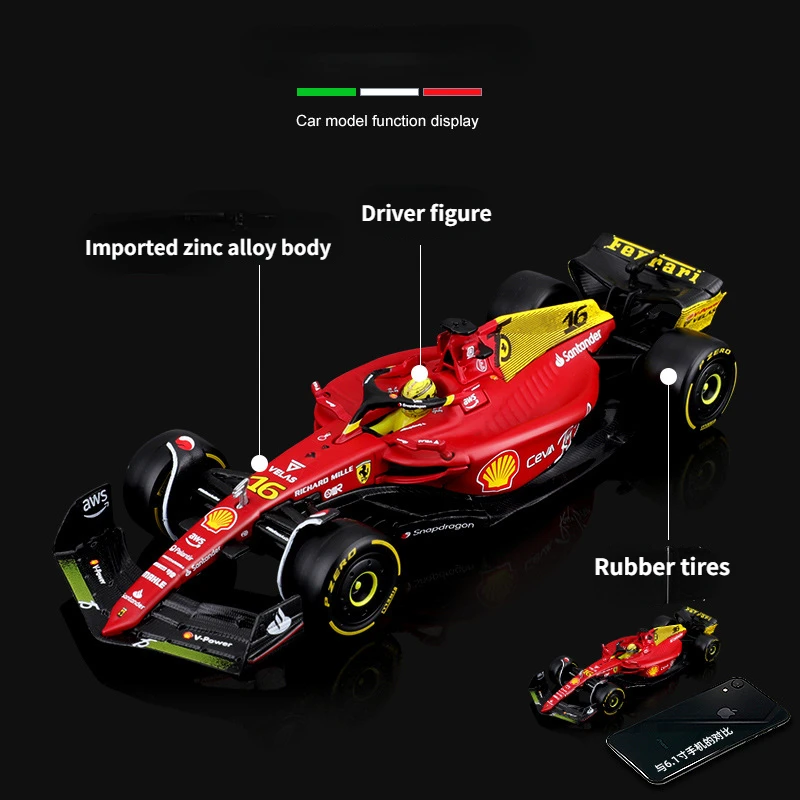 Genuine Bburago 1:43 F1-75(2022) 75Anniversary Commemorative Altered Version Alloy Racing Model Metal Die-cast Toys Boy Gifts