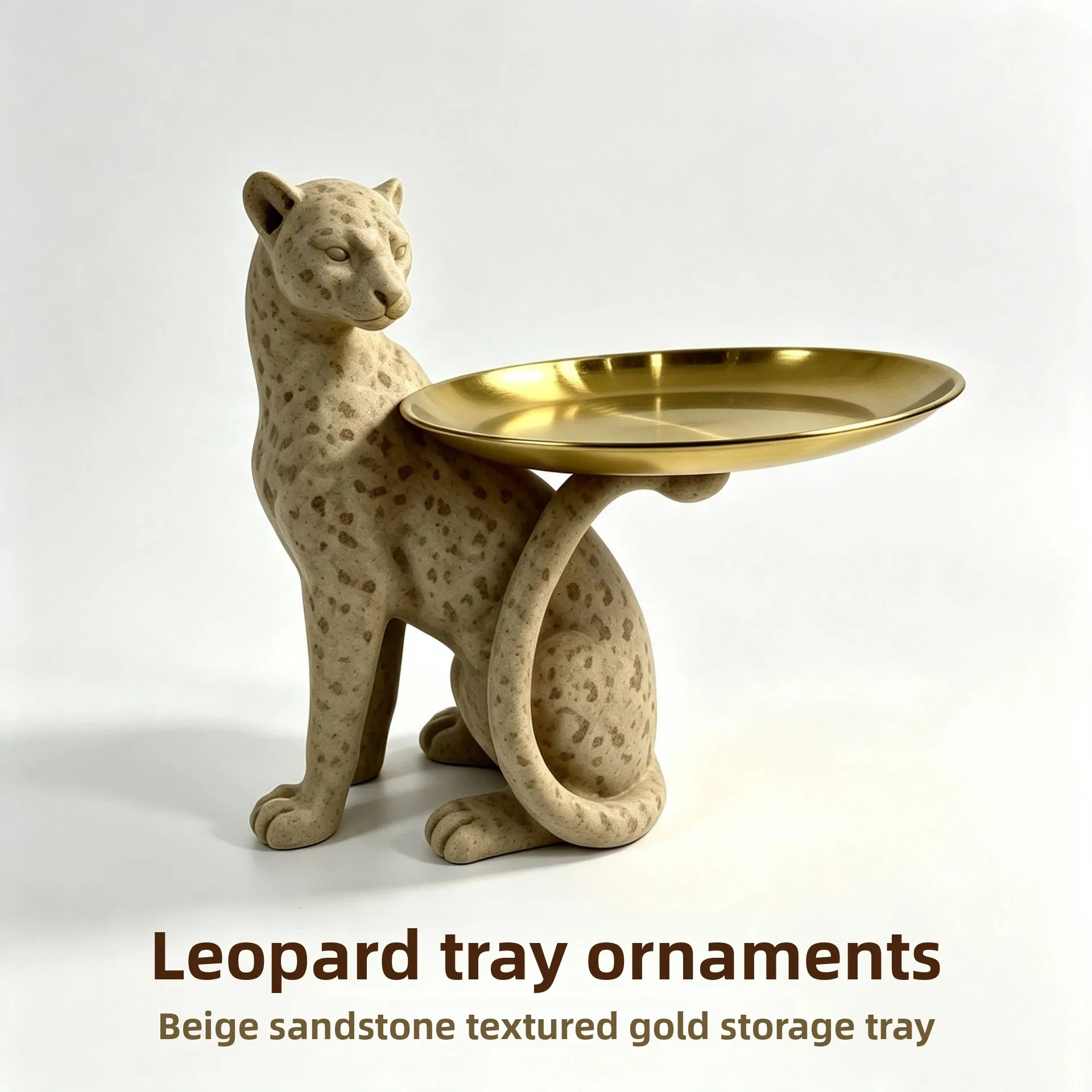 Hot-selling animal resin ornaments, high-end porch, living room desktop leopard tray ornaments, home ornaments
