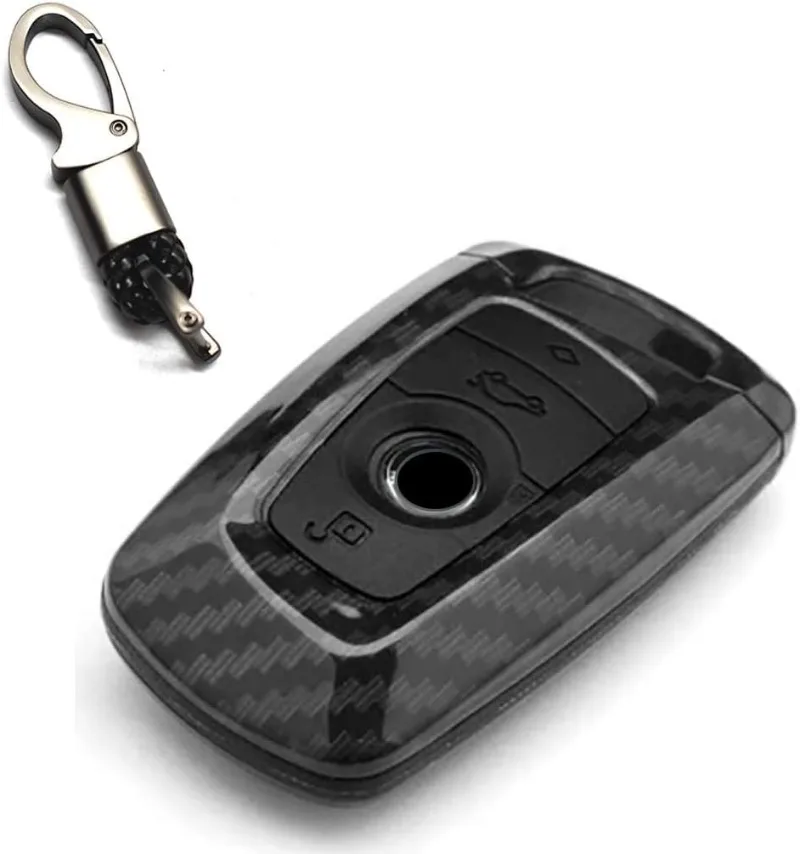 

Key Fob Cover Carbon Fiber Car Key Shell Silicone Case Keychain Remote Key Protector Fit for BMW 1 3 5 7 Series X3 X4 X5 X6