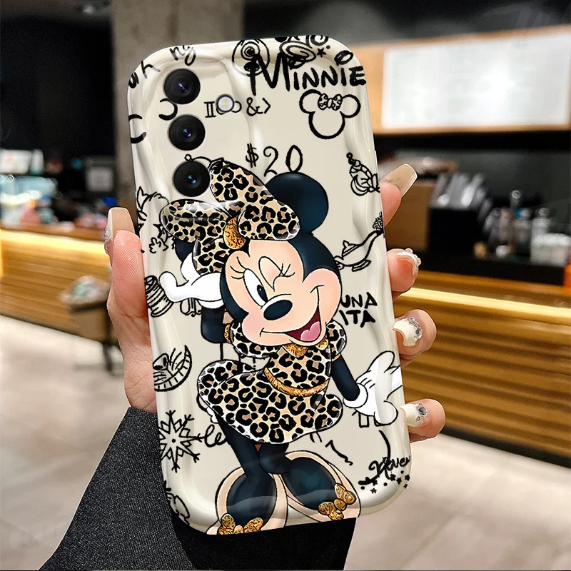 Leopard Grain Minnie Mouse Soft Case For Samsung Galaxy A54 A34 A24 A14 A13 A53 A33 A73 A23 A52 A52S A32 A22 A12 A51 A71 Cover