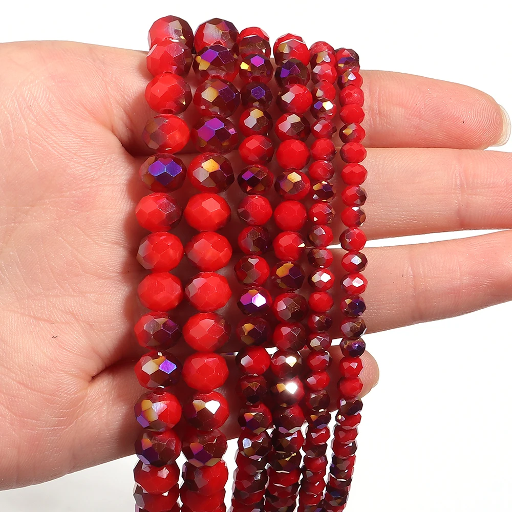 1strand Porcelain Red Semi Transparent Purple Crystal Beads Faceted Glass Beads Loose Beads For DIY Jewelry Accessories