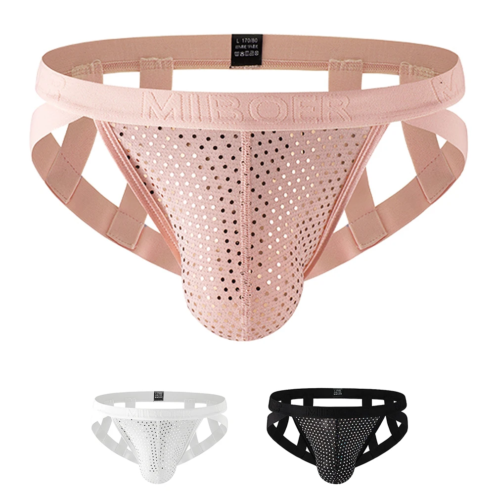 

Men Sexy Thong G-Strings Panties Low Waist Breathable Underpants Male Open Butt Hot Underwear Jockstrap