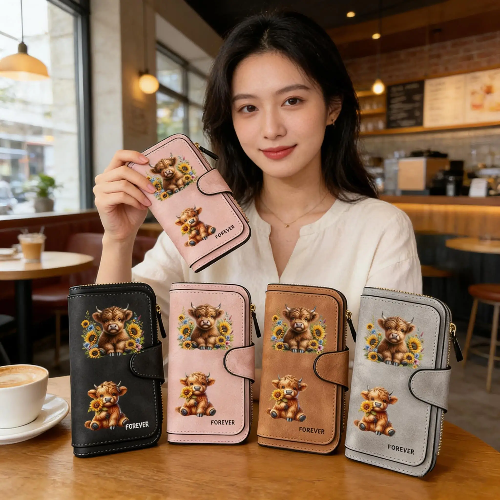 The new design is a highlight Women's Long Wallet features multiple card slots a coin pocket and a cell phone pouch Perfect gift