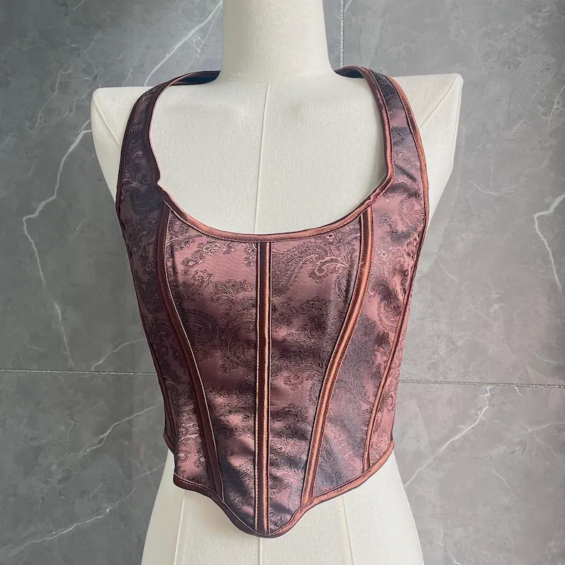 

Palace retro medieval coffee-colored beautiful back halter neck corset Victorian fashion all-match simple waist tight tube top