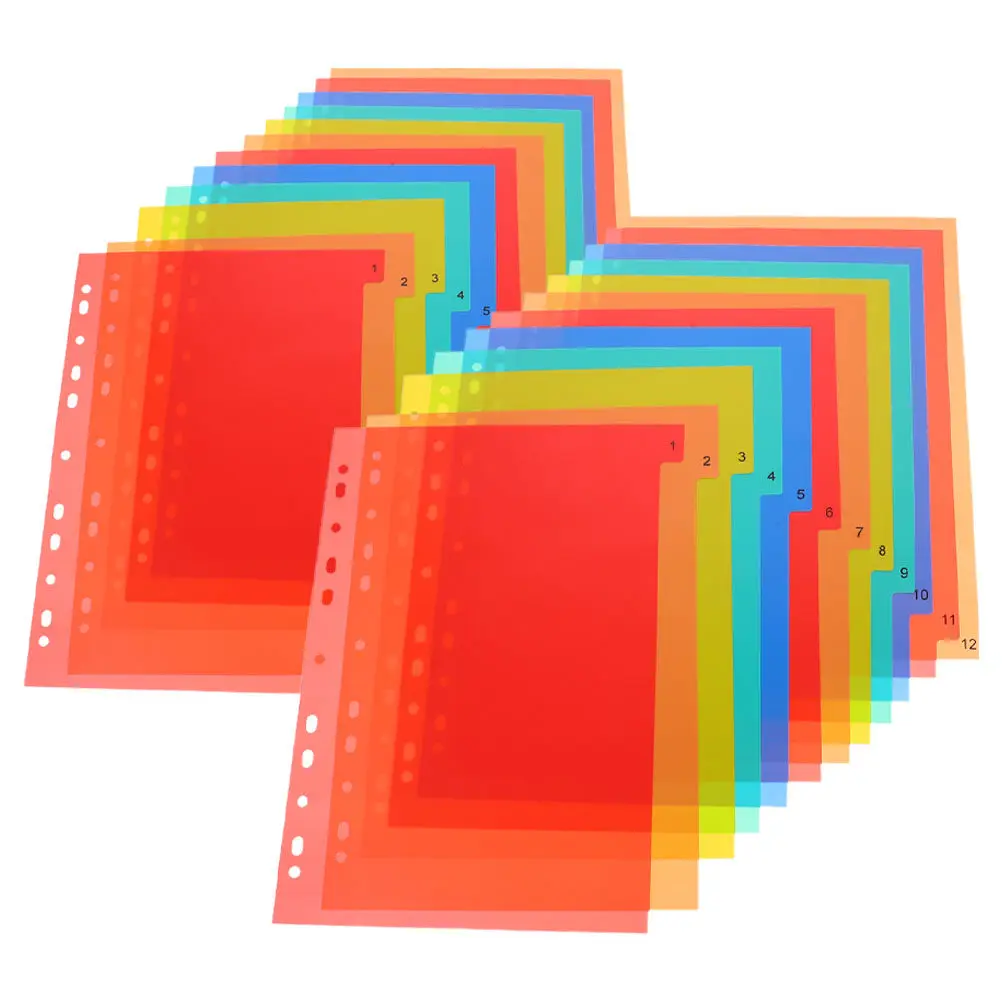 

2 комплекта пластиковых разделителей для папок с цветными вкладками, цветные разделители по предметам для организации документов в офисе и школе, индексные страницы для блокнотов