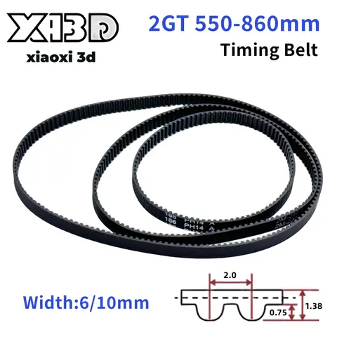 GT2 Timing Belt  Closed Loop Timing Belt Rubber 2GT Belt Width 6mm/10mm 3D Printers Parts 550-860mm 852mm Synchronous Belts Part