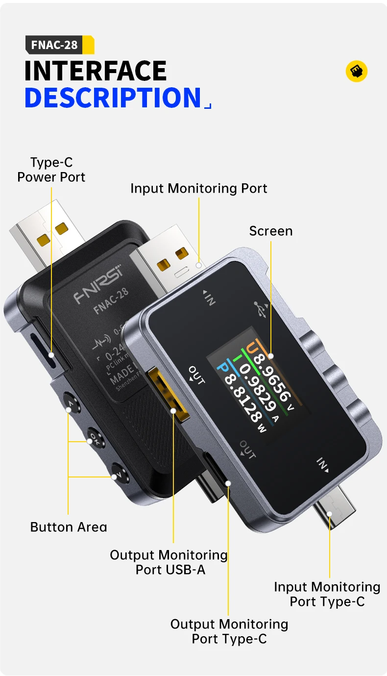 FNIRSI FNB58 FNAC-28USB Tester Typ-C Voltmeter Amperemeter Schnellladungsprotokoll-Trigger Wellenform-Kapazitäts-Powerbank-Messgerät – Detail 23