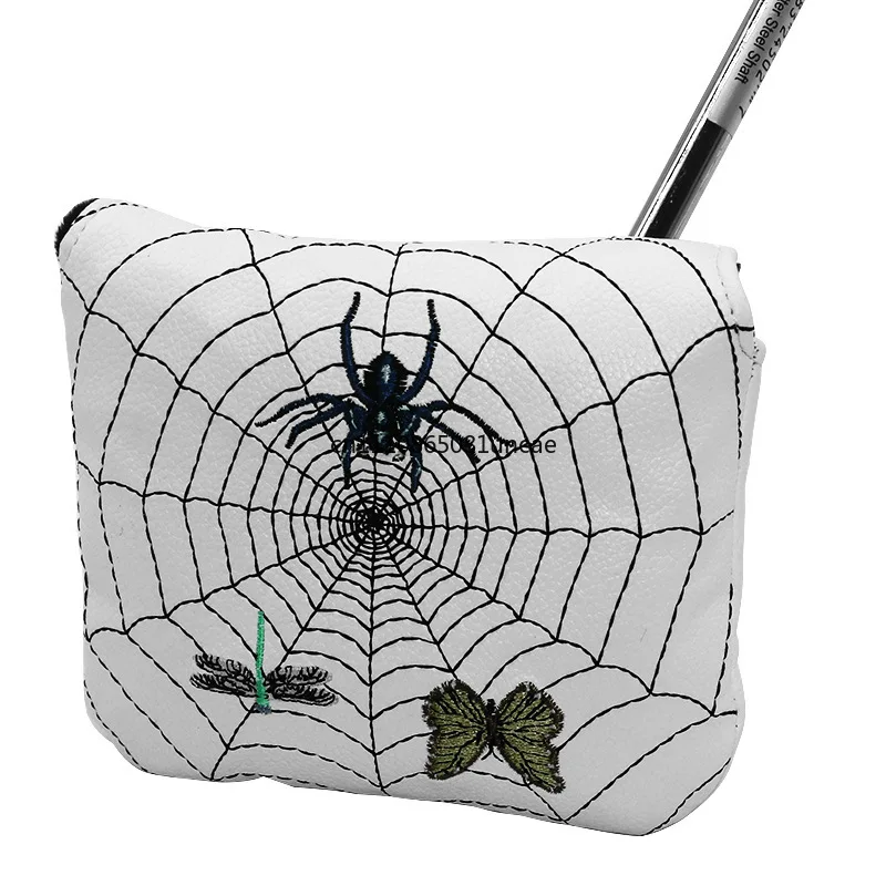Spider Embroidered Magnetic Putter Cover PU Flannel Lining Golf Club Protective Accessory Hot Sale