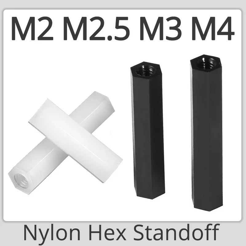 M2 M2.5 M3 M4 Czarny Biały Nylon Śruba dystansowa sześciokątna PC Płyta główna PCB Środek dystansowy Gwint metryczny Długość śruby 5-20MM