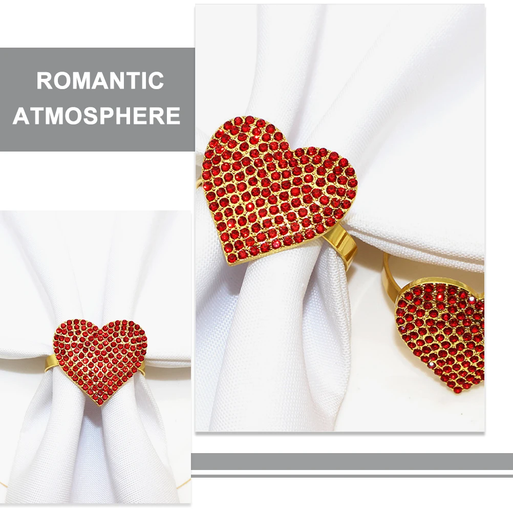 

4pcs Rings Red Decorative Napkin Buckles Valentine Decorative Buckles for Table Wedding Party Napkin Holders Serviette