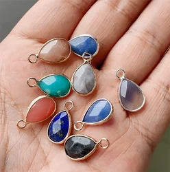 Natural Lapis Lazuli Aventurine Labradorite Agat Pendant Delicacy Water Drop Charms Making Jewelry Necklace Earring Accessories