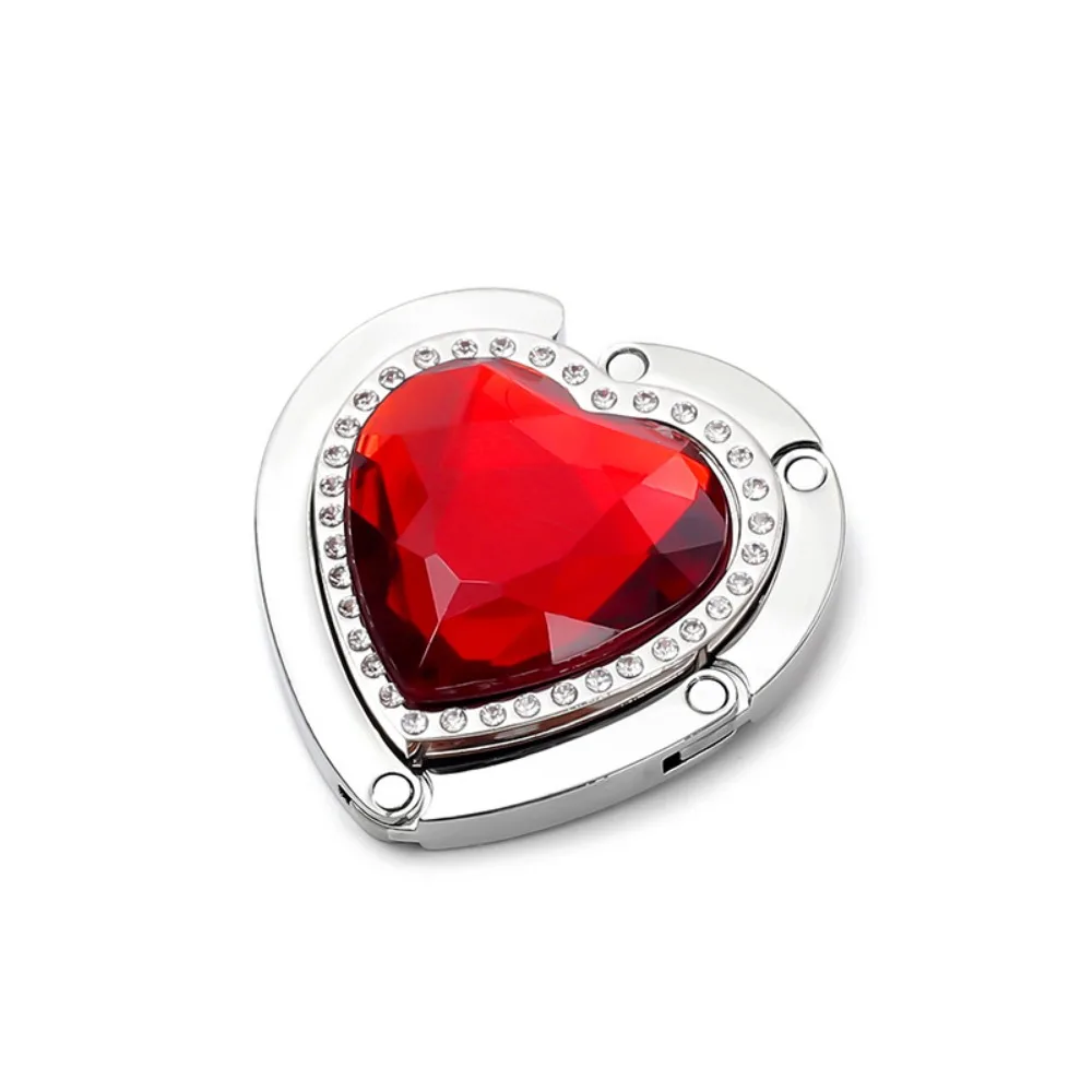 

Practical Rhinestone Folding Table Hook Bag Parts Portable Purse Bag Hanger Foldable Love Shape Handbag Hook Holder Travel