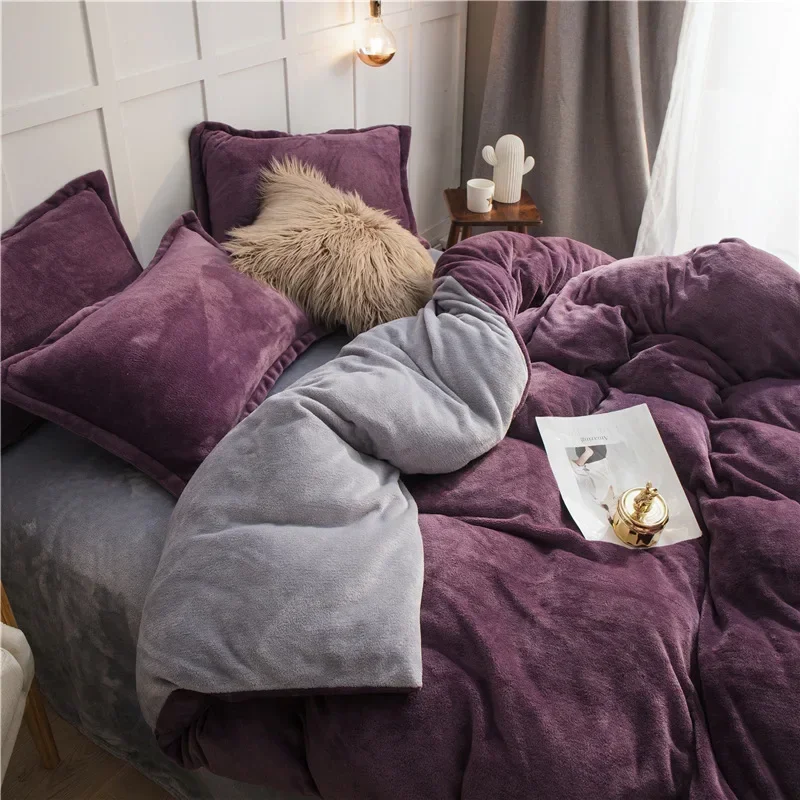 

1PC Winter Double-sided Fluffy Flannel Duvet Velvet Cover Single & Double Size Duvet Cover Bed Sack Warm Plush Quilt Cover