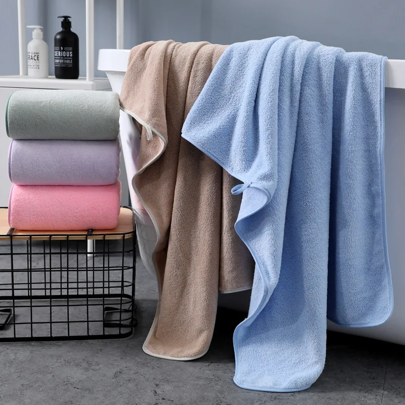 Thick Coral Fleece Bath Towel Women's Bath Wrap  Trimming High Absorbent No Shedding Polyester And Nylon Fabric Home Textile
