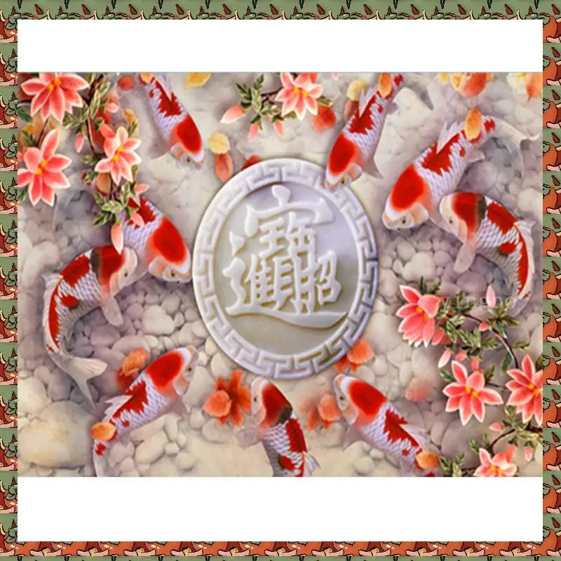 

ABLQ 2X 5D алмазная живопись карп кои рыба цветок Алмазная вышивка полная дрель круглый набор для вышивки крестом Алмазный декор