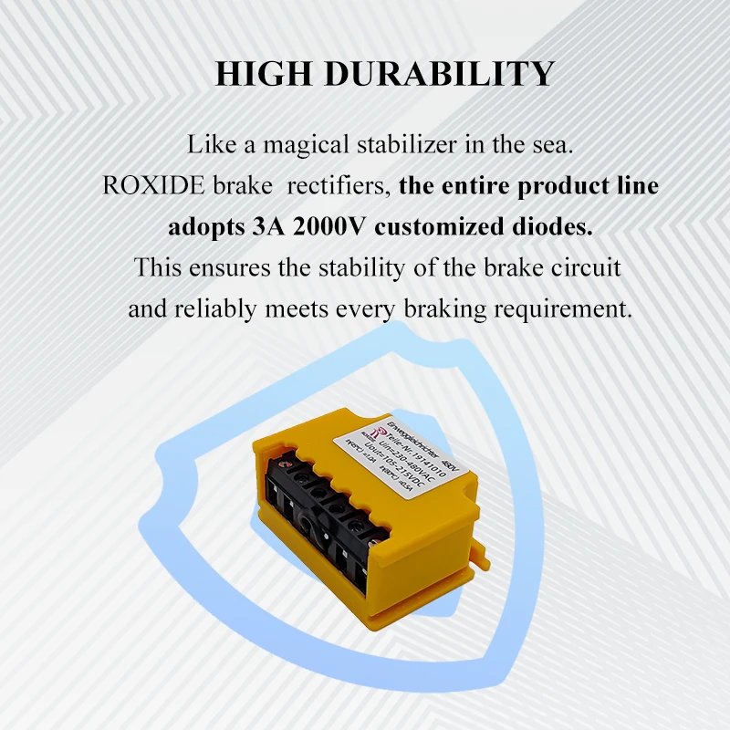Nr 19141010 Motor Brake Rectifier, Input AC230-480V, Output DC105-215V, Half-Wave Rectifier for Motor Brake Systems