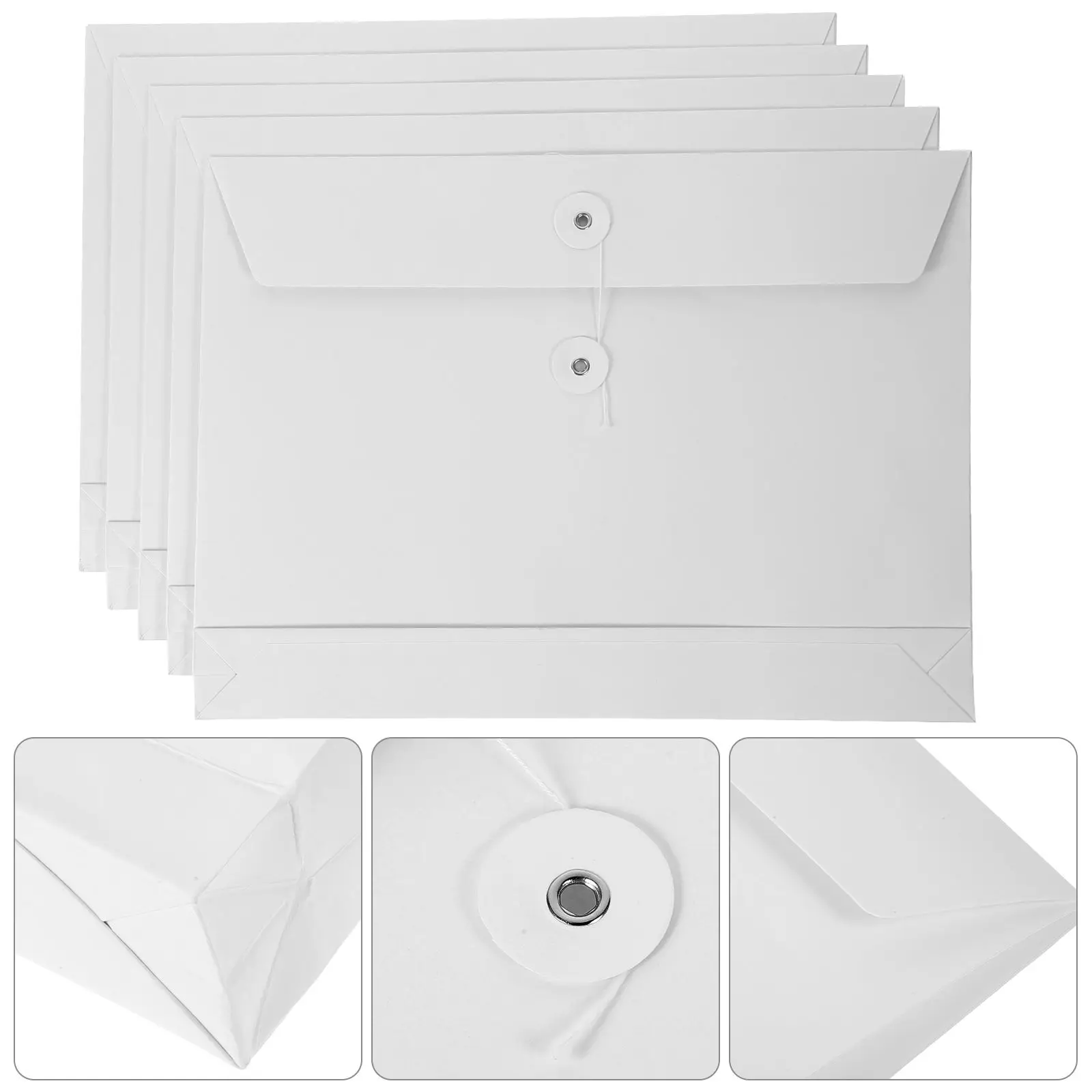 5 Pcs File Holder Document Folders Button Practical Organizers Paper Large Storage Bag Cardboard for Paperwork A4