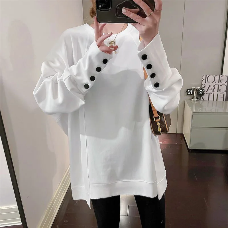 Loose Batwing Sleeve Hoodie Pullover for Women, Casual Street Style Fashion Stitching T-shirt