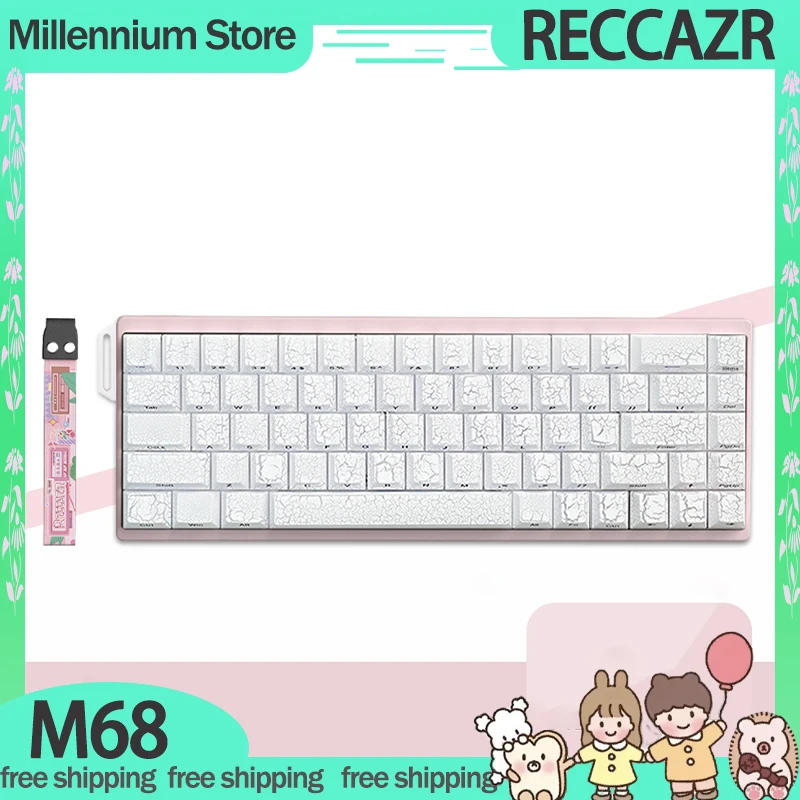 

RECCAZR M68 Механическая клавиатура с магнитным переключателем RGB Проводная игровая клавиатура для киберспорта со лентой Горячая замена Клавиатура на заказ Подарки