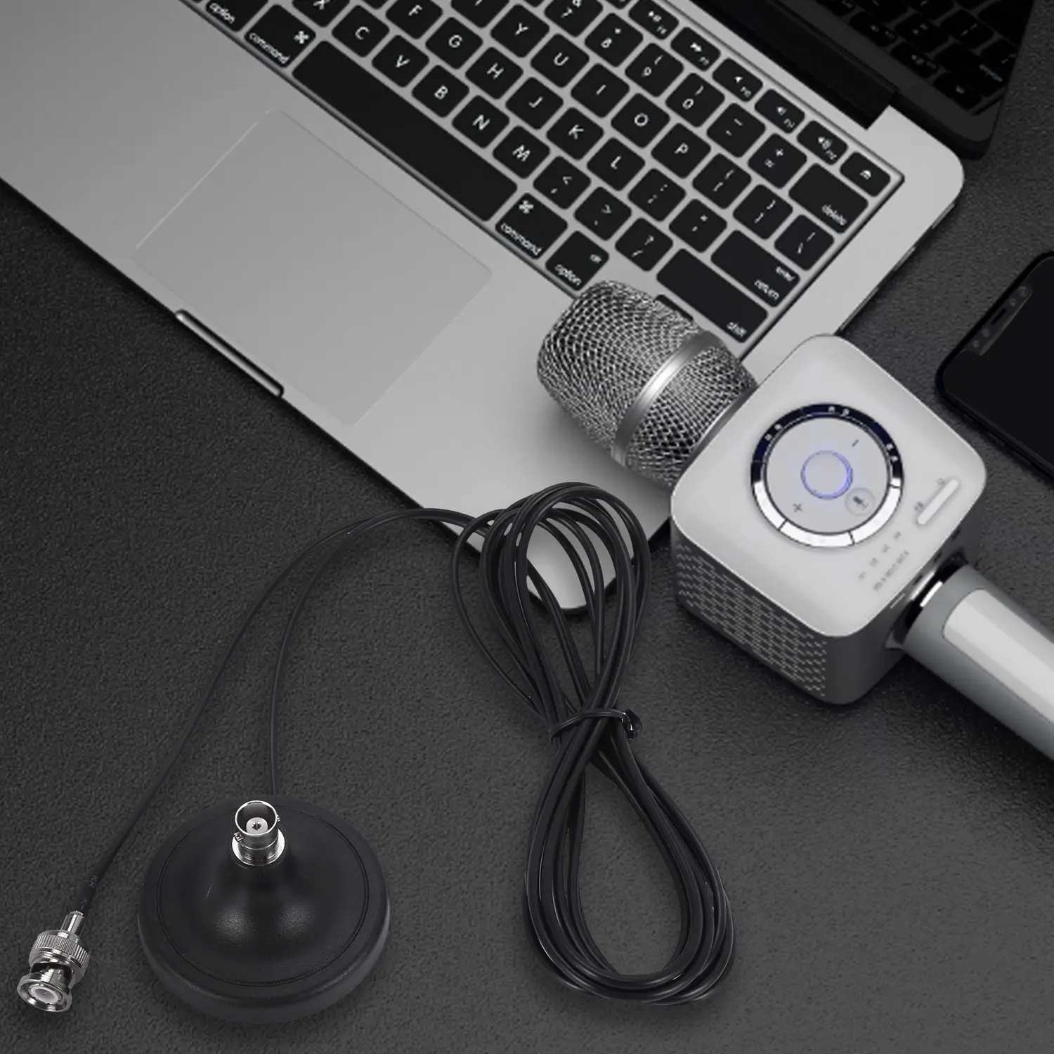 Base de antena inalámbrica Base de antena de micrófono con imán Cable Rg174 de 3 metros Antena aérea macho Bnc