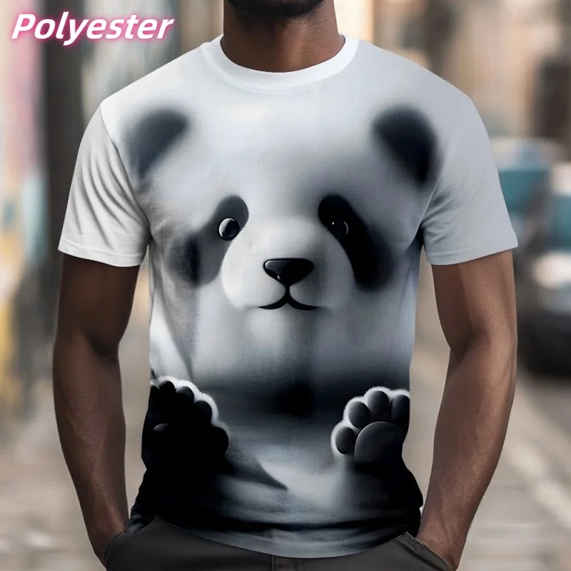 Beer Cat Panda Graphic T-Shirt For Men Funny Animal 3D Printed Tees Summer Casual Loose Short Sleeve T Shirts Street O-Neck Tops