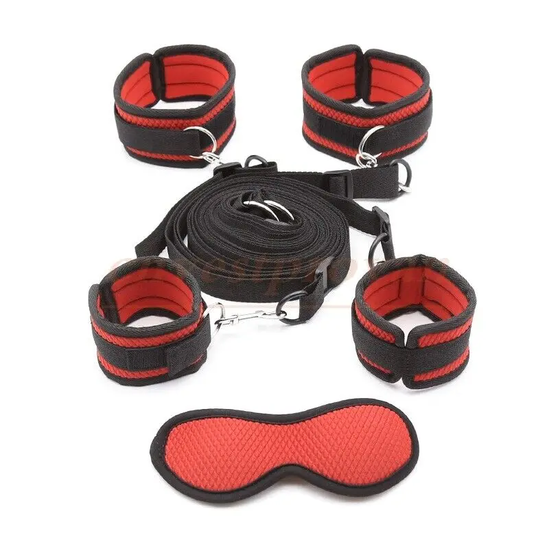 Bed Restraints Kit Bed Restraint Eye Mask Blindfolds Soft Wrist Anklecuffs