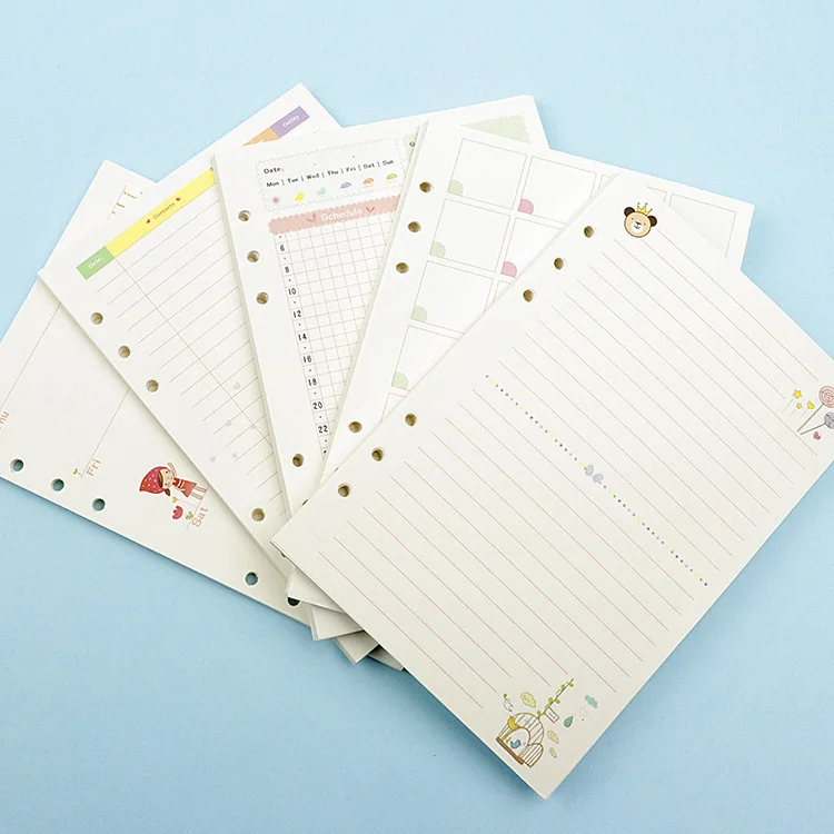 2025Colored A5 A6 Loose Leaf Notebook Refill Spiral Binder Inner Page Weekly Monthly To Do Line Dot Grid Inside Paper Stationery