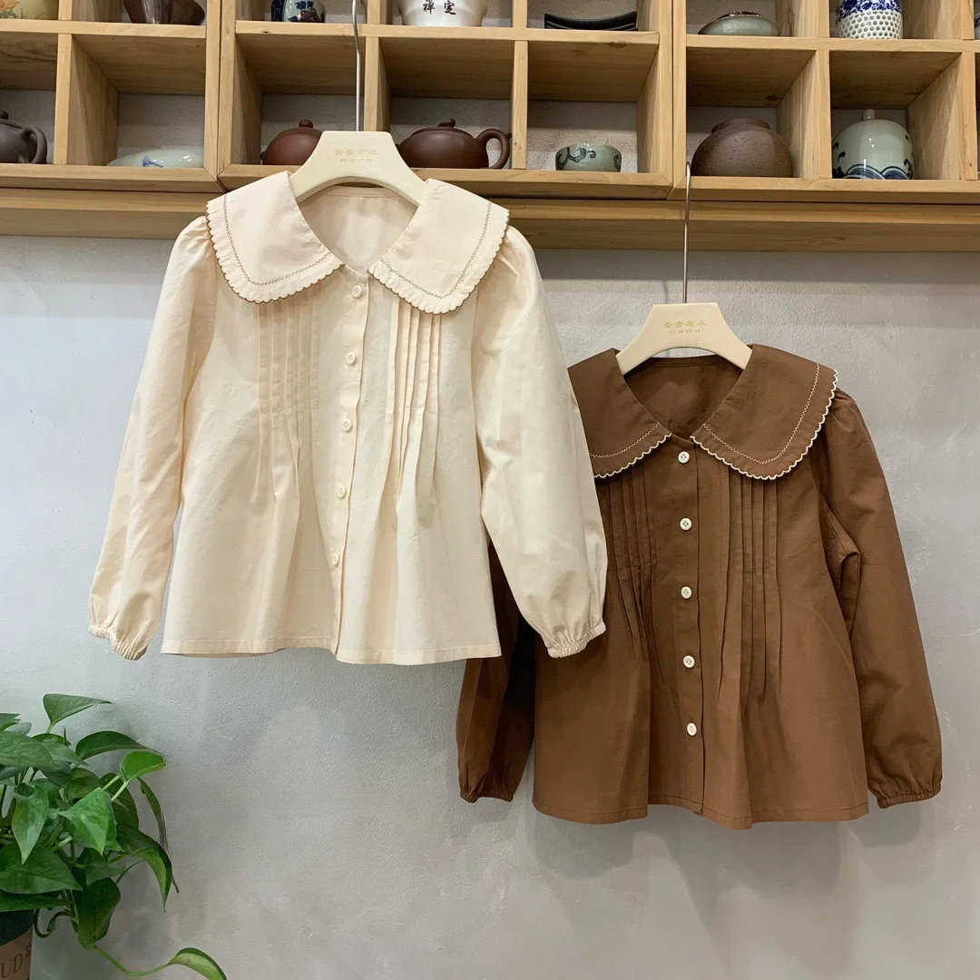 

Girls blouse autumn new style lapel shirt kids clothes