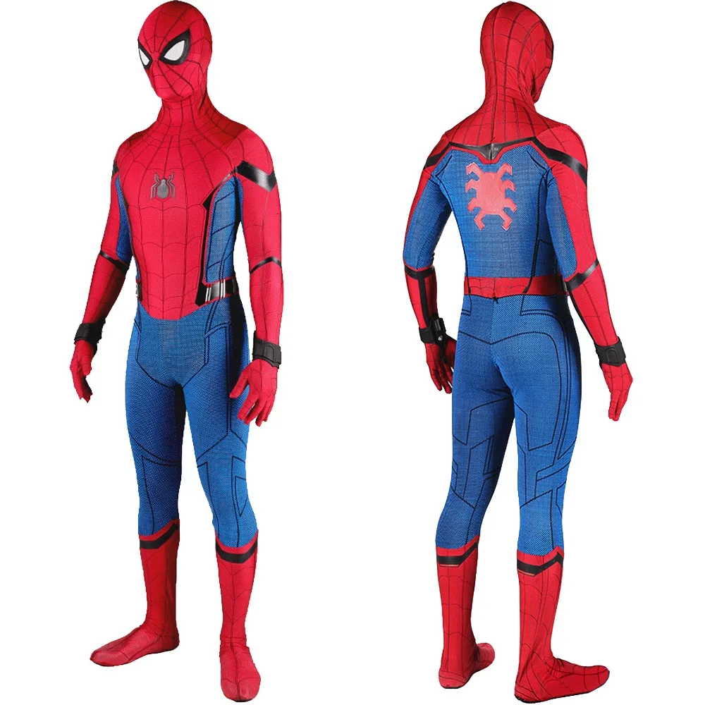 Disfraz de Spiderman para adultos y niños, traje Zentai de LICRA con estampado 3D de Tom Holland para Halloween