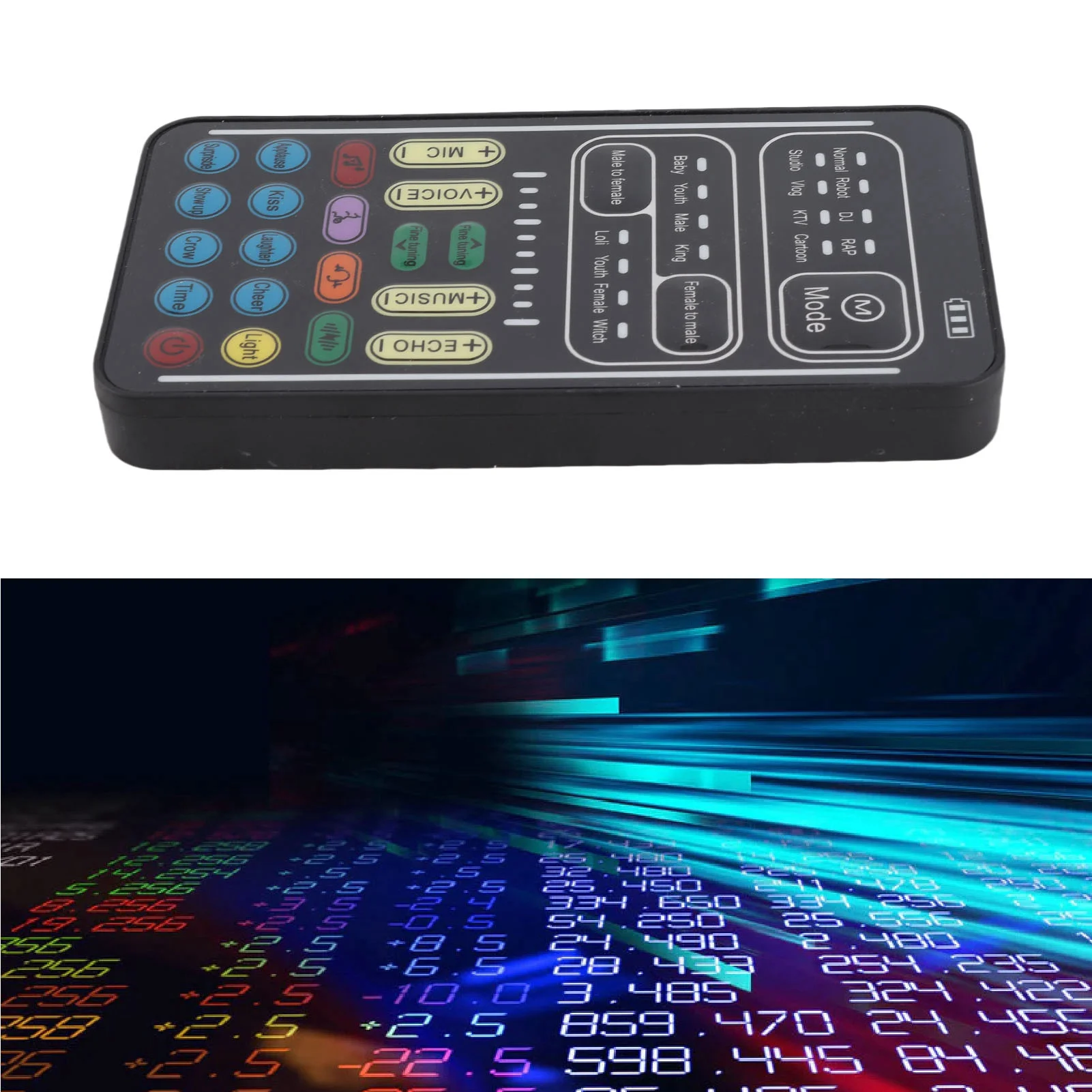 ممسحة صوتية متعددة الوظائف باللون الأسود 8 تغييرات صوتية 8 محول صوت مدمج للمؤثرات الصوتية للبث المباشر