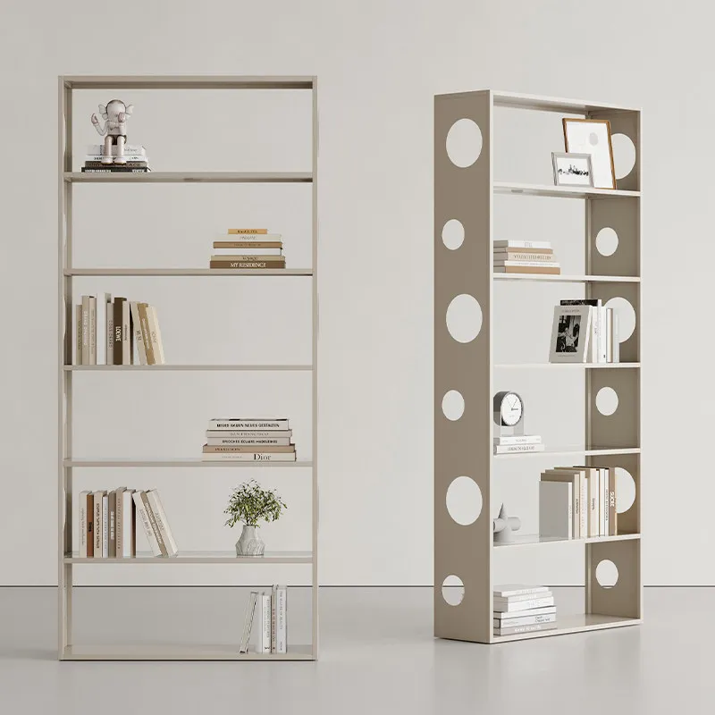 LMM simple living room bookshelf cream wind floor wrought iron multi-layer storage rack
