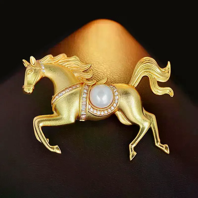 موضة الراين اللؤلؤ سبيكة الحصان دبابيس زودياك المهر دبابيس النساء الرجال الملابس والاكسسوارات دعوى التلبيب الصدار هدايا السنة الجديدة #4