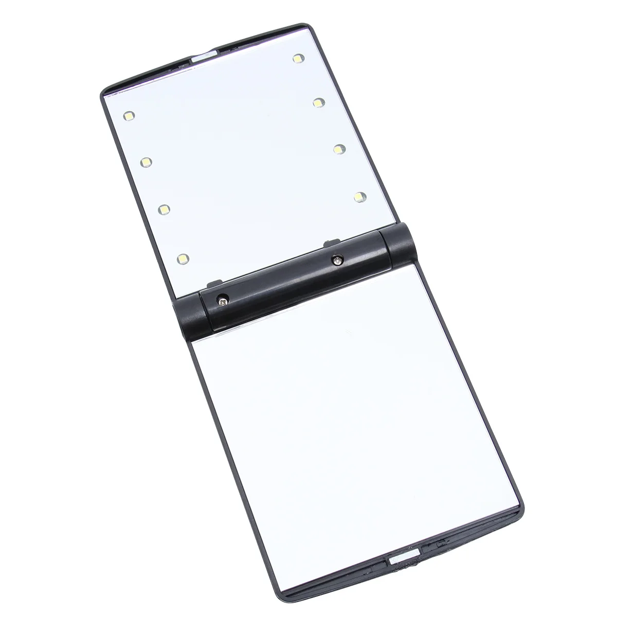 Black LED Compact Folding Double-Sided Makeup Mirror Mini Portable Mirror with 8 Bright LED Lights for Travel