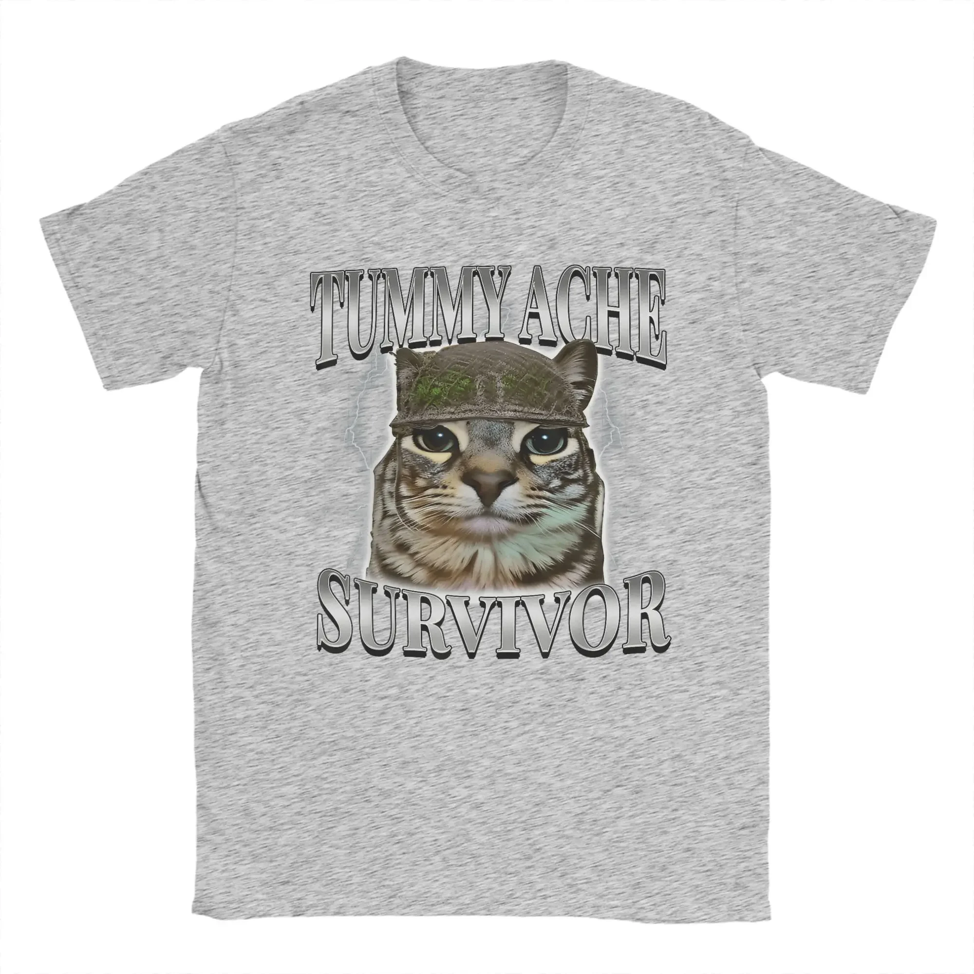 Tummy Ache Survivor Cat Meme Funny  Cats Animals T Shirt Summer Pure T-Shirts for Women Trending Casual Tee Shirt Y2K Top