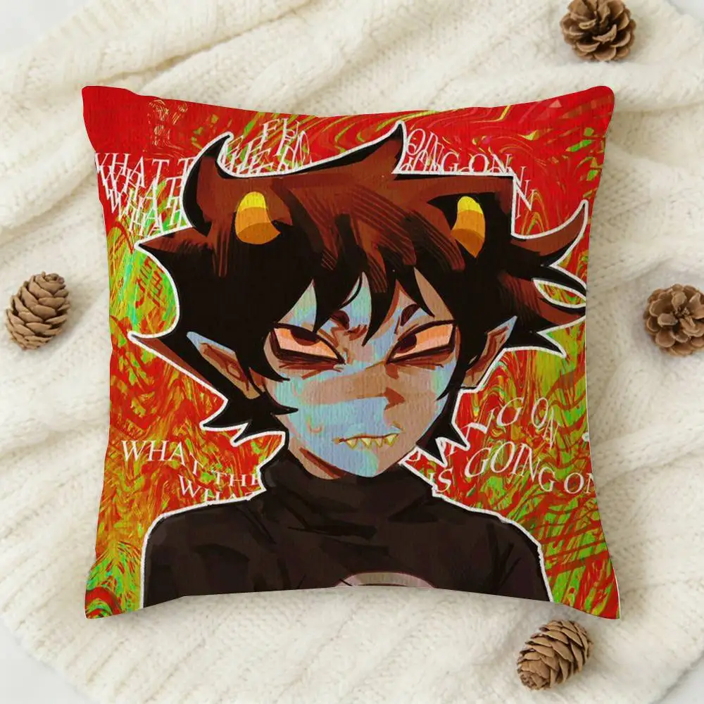 H-Homestuck T-Trolls Karkat Double-sided Printed Square Decorative Cushion Cover for Sofa Living Room Home Decor