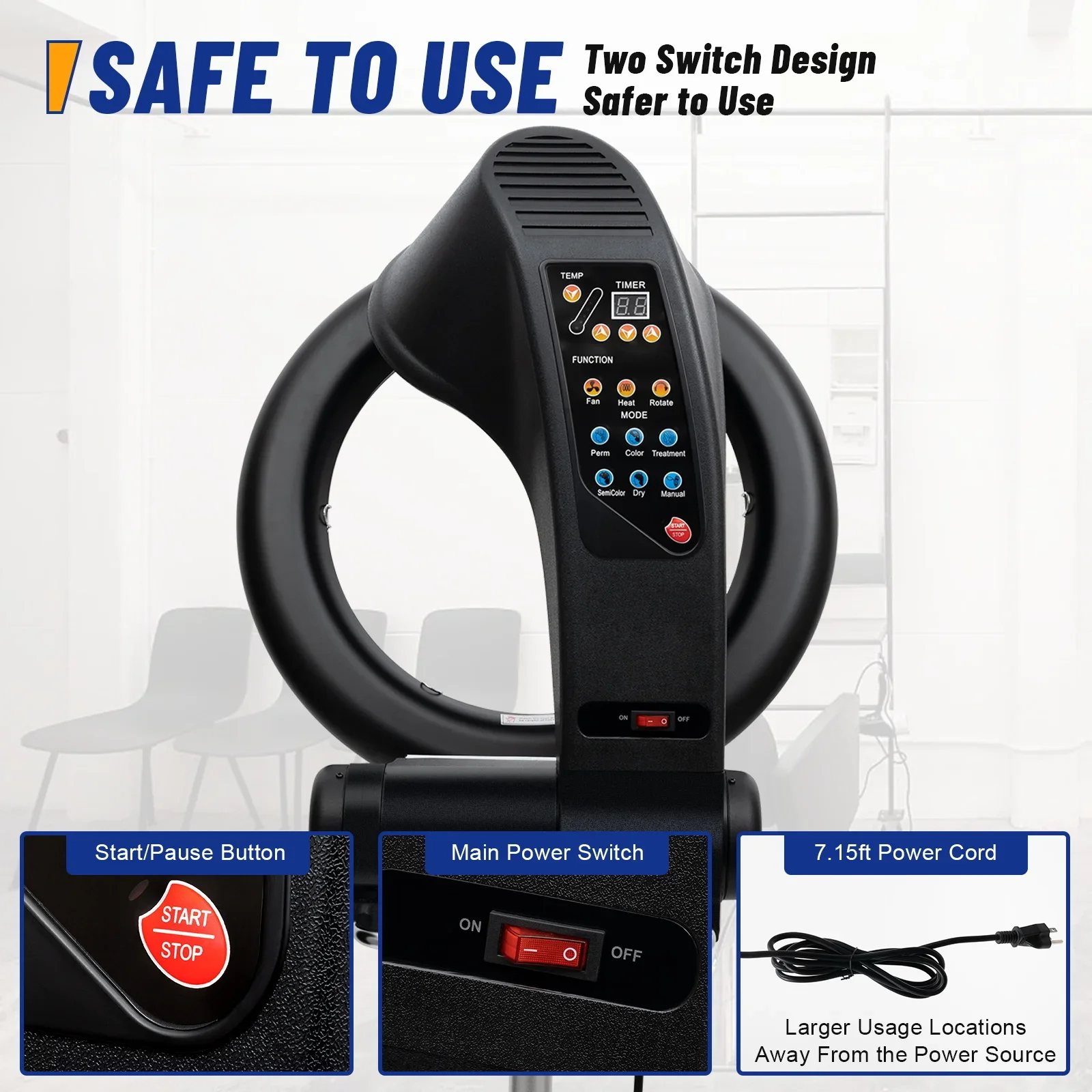 950W Professiona Orbiting Infrared Freestanding Rotating 3-In-1 Dryer Adjustable Standing With Rolg Base For Color Processor Sal