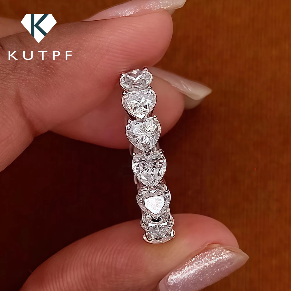 

3/4/5mm Heart Cut Moissanite Eternity Band For Women Certified Lab Diamond Stackable Wedding Band 925 Silver Engagement Ring