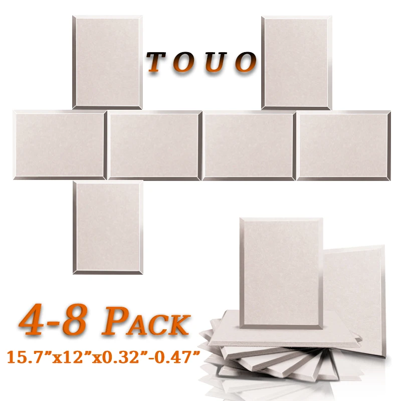 

TOUO Acoustic Panel 4-8 Pcs Rectangle High Density Sound Insulation Wall Panels Sound Absorbing Ceiling Ktv Acoustic Treatment