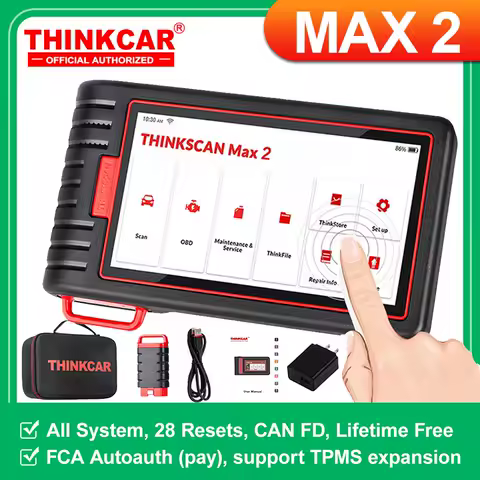 THINKCAR ThinkScan Max 2 Car Diagnostic Tools Full system CANFD For GM AF DPF IMMO 28 Reset OBD2 Scanner Lifetime Free THINKTOOL