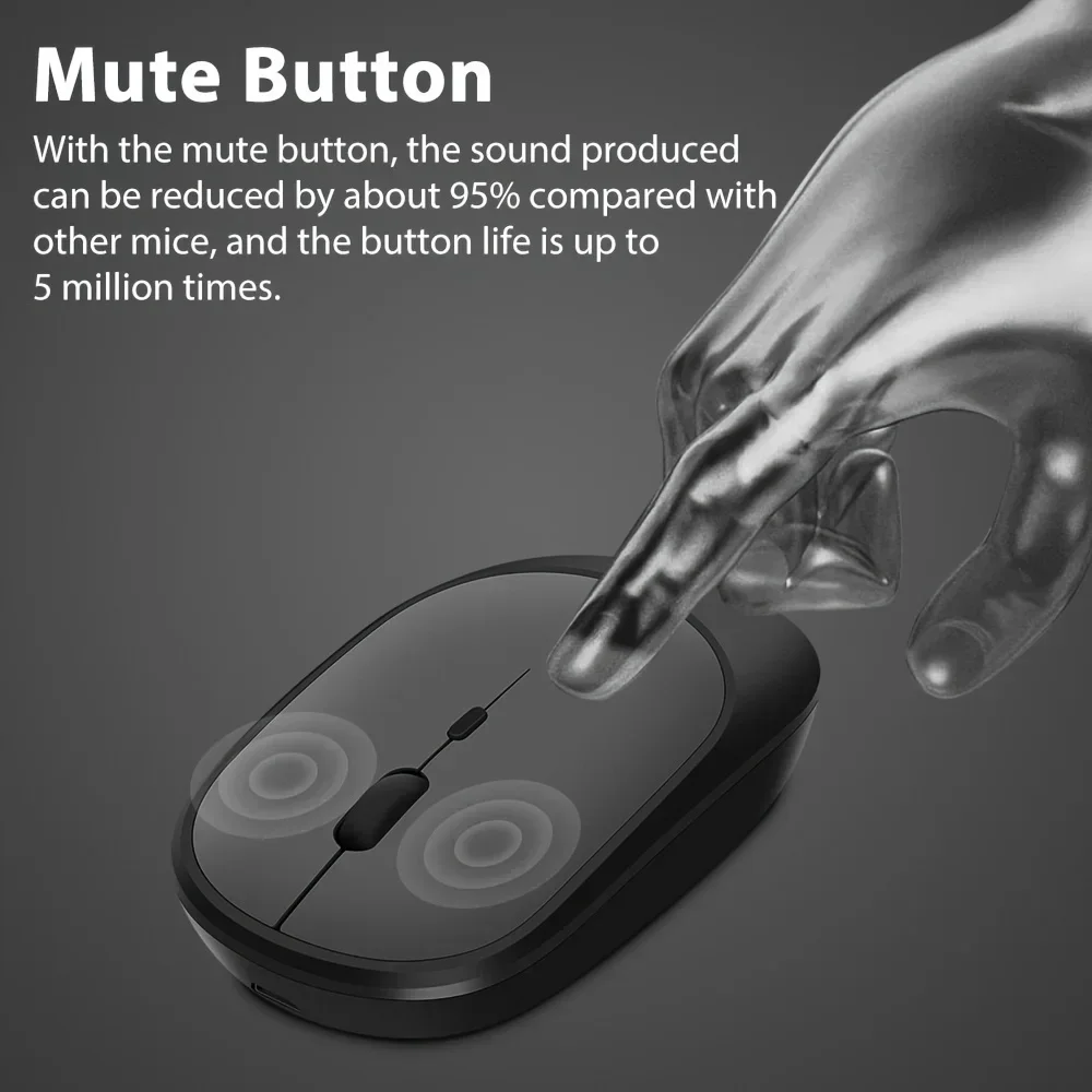 Rechargeable Gaming Mouse Wireless Mouse Bluetooth-Compatible Computer Mice for Laptop PC Tablet Mute Ergonomic Wireless Mouses