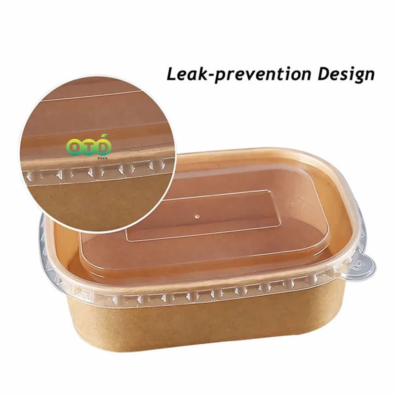 Disposable Rectangle Kraft Paper Bowls Rectangle Food Containers Salad Bowls Take Out Foodboxes Party Supplies