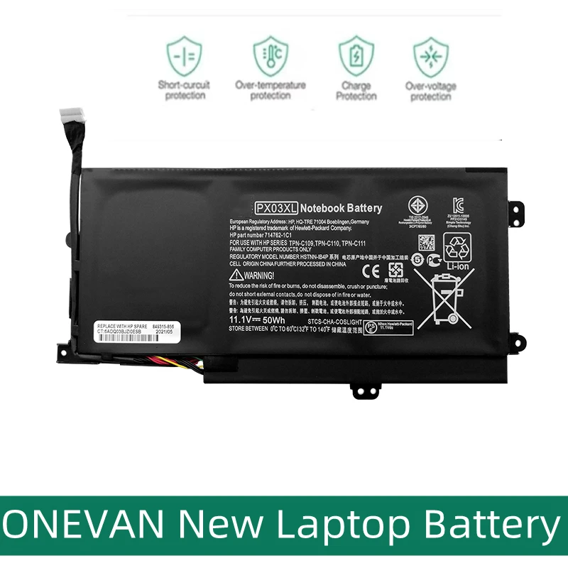 

ONEVAN New PX03XL Laptop Battery For HP Envy 14 14-K010US 14-K027CL Sleekbook 715050-001 714762-271 714762-1C1 HSTNN-LB4P PX03