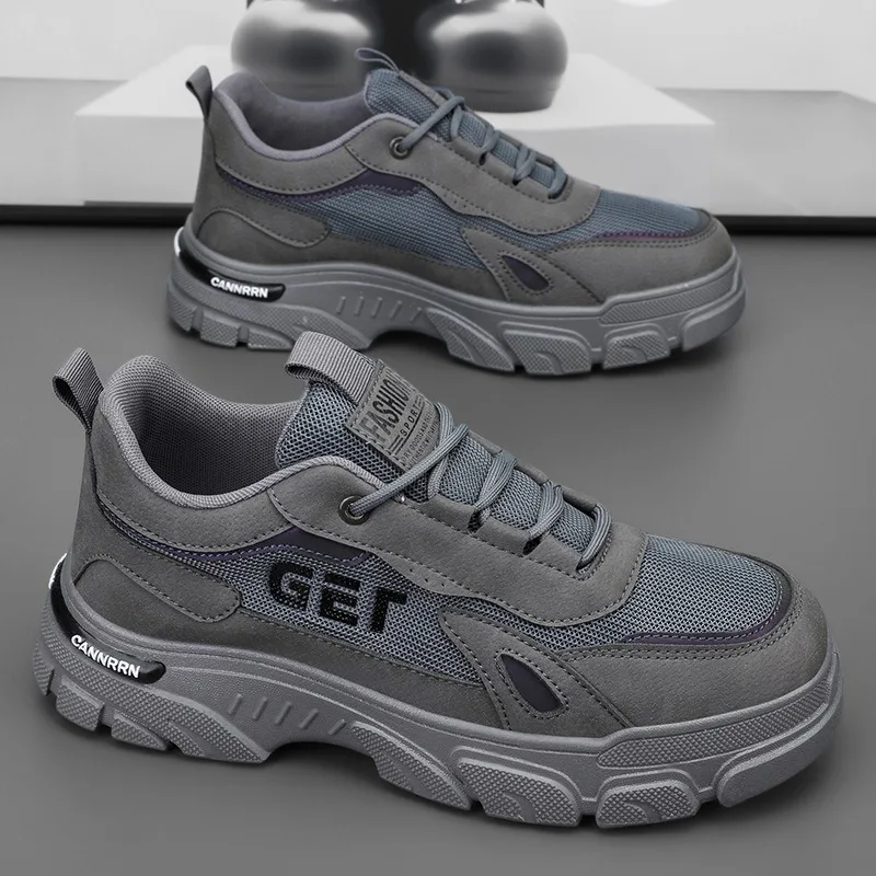 

Новые мужские рабочие и защитные кроссовки 2026 года, дышащие сетчатые повседневные кеды в стиле ретро, нескользящие.