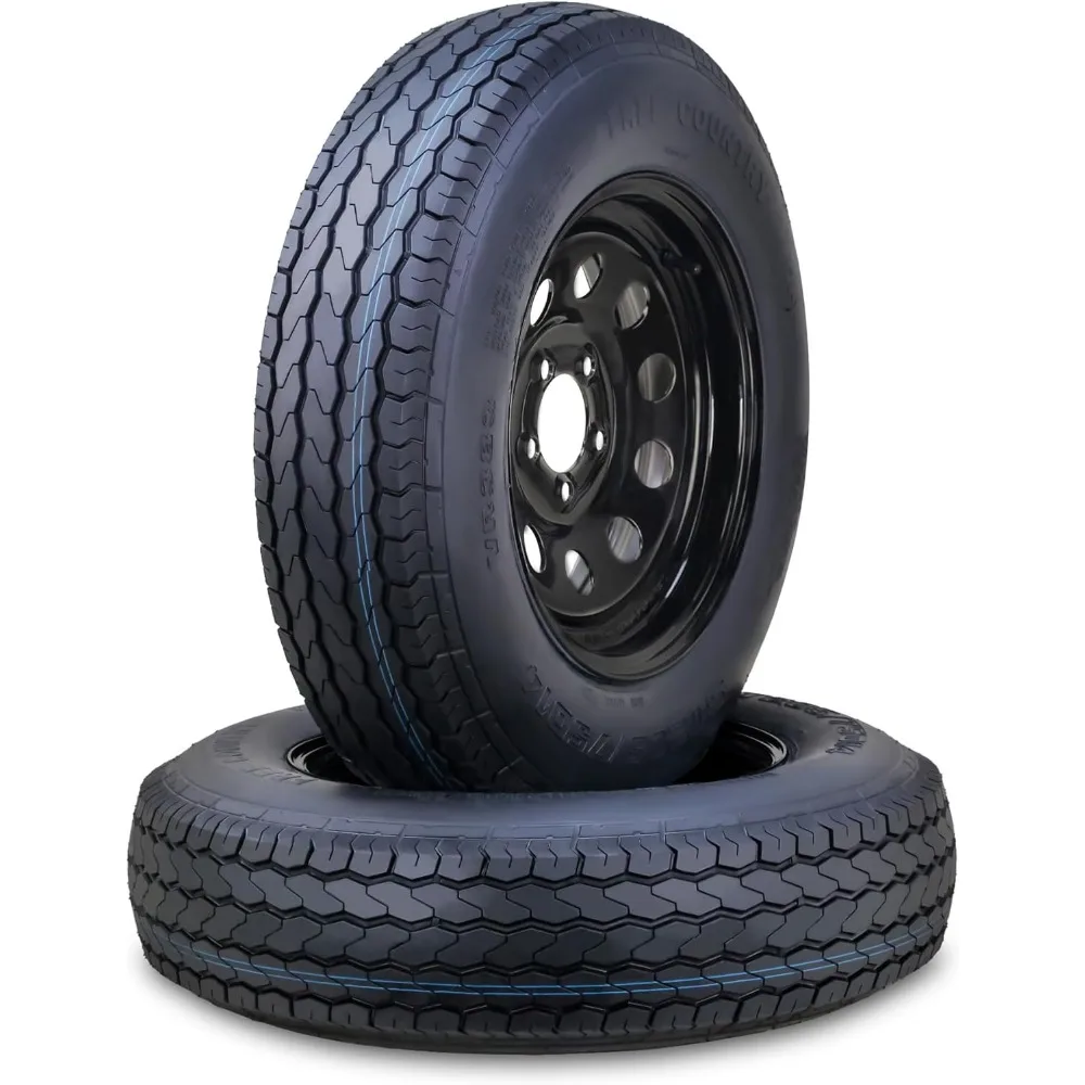 

Шина прицепа в сборе ST205/75D14 6-слойный C 99L 5 Lug 4.5 PCD Черный модный обод Набор из 2 шт.